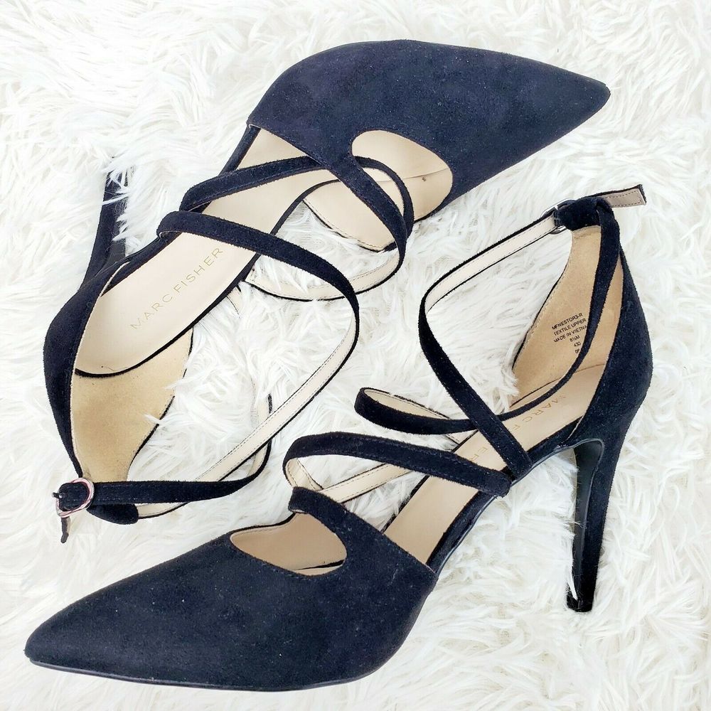 Marc Fischer Black Strappy Stilettos 8 1/2M NWOB - Picture 2 of 6